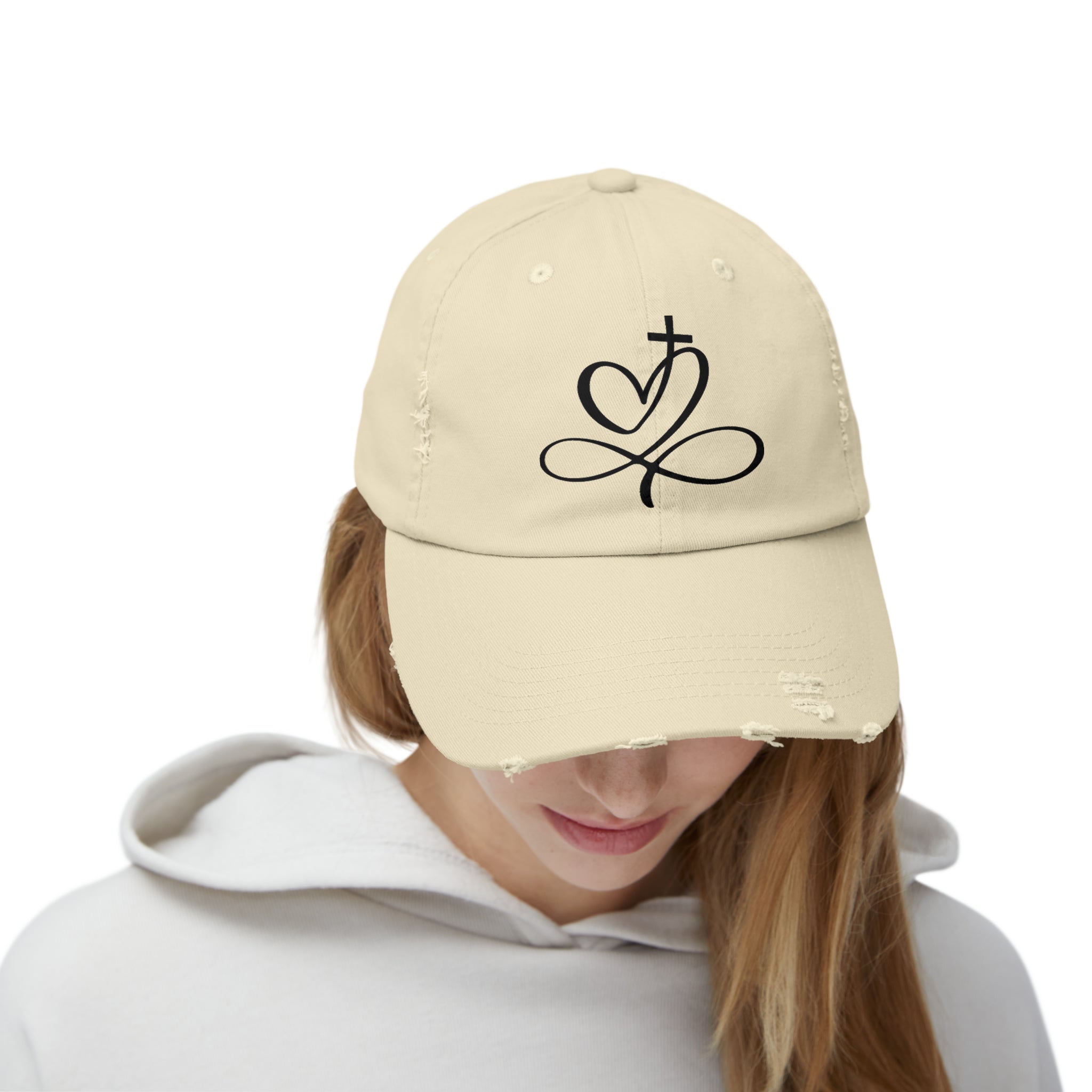 Baseball cap, heart cross