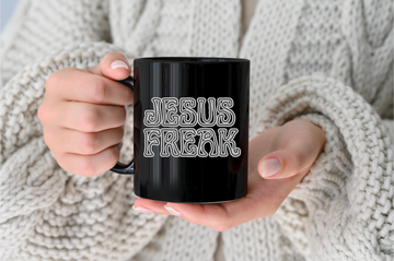 Jesus Freak black mug christian mugs coffee mugs christian gifts Jesus