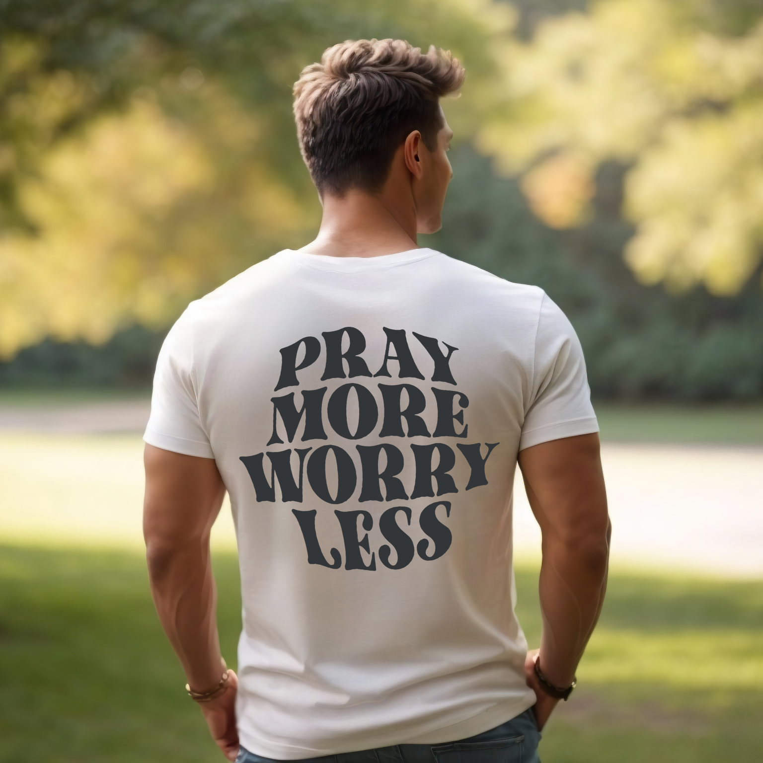 Shirts, Pray more worry less mens shirt